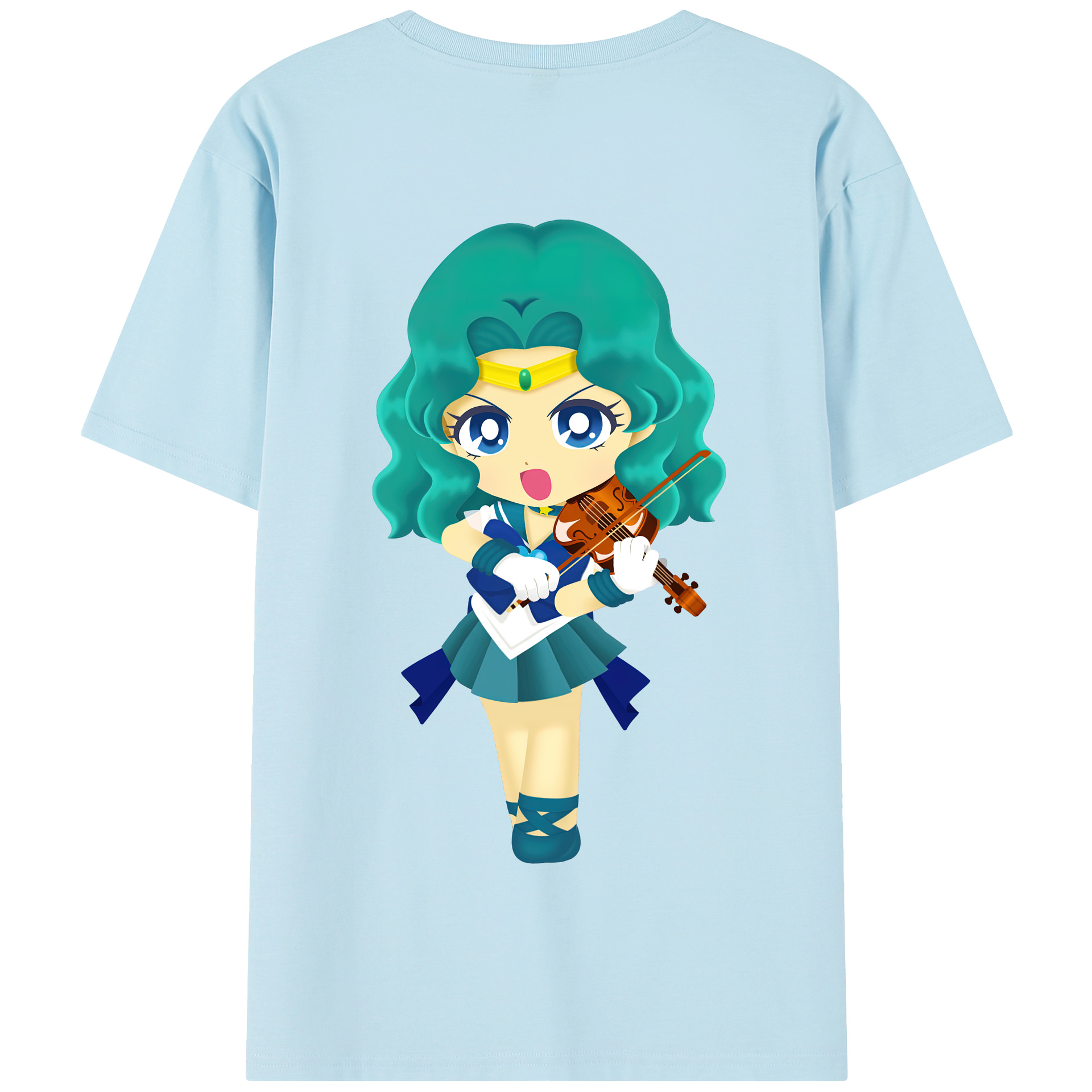 （画像用） 美少女戦士セーラームーン 海王 みちる（かいおう みちる） Sailor Moon Kaiou Michiru 綿100％半袖Tシャツ（背面プリント）